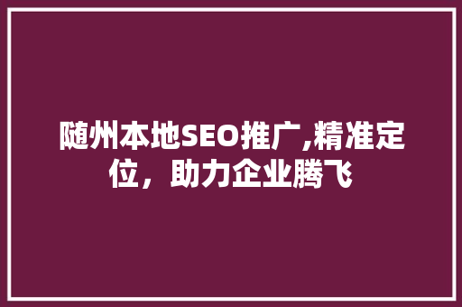 随州本地SEO推广,精准定位，助力企业腾飞