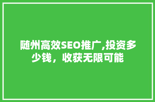 随州高效SEO推广,投资多少钱，收获无限可能