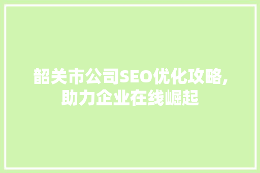 韶关市公司SEO优化攻略,助力企业在线崛起