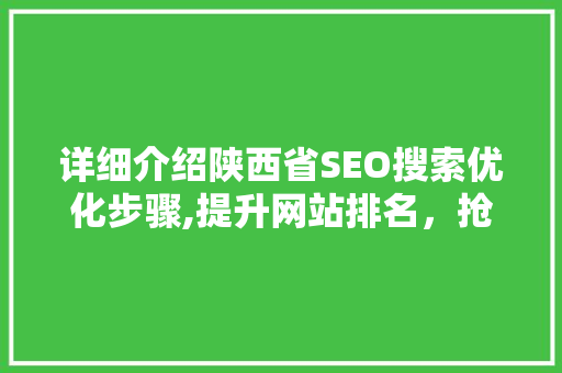 详细介绍陕西省SEO搜索优化步骤,提升网站排名，抢占市场先机