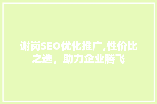 谢岗SEO优化推广,性价比之选，助力企业腾飞