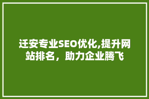 迁安专业SEO优化,提升网站排名，助力企业腾飞