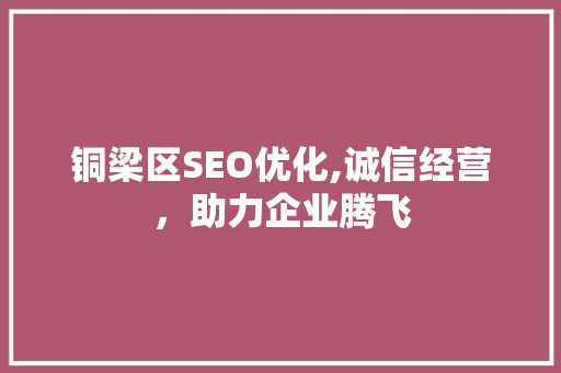 铜梁区SEO优化,诚信经营，助力企业腾飞