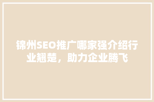 锦州SEO推广哪家强介绍行业翘楚，助力企业腾飞
