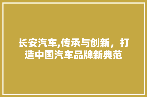 长安汽车,传承与创新，打造中国汽车品牌新典范