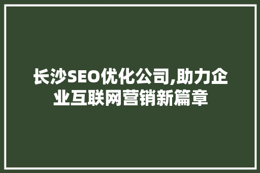 长沙SEO优化公司,助力企业互联网营销新篇章