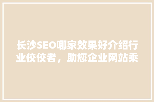 长沙SEO哪家效果好介绍行业佼佼者，助您企业网站乘风破浪！