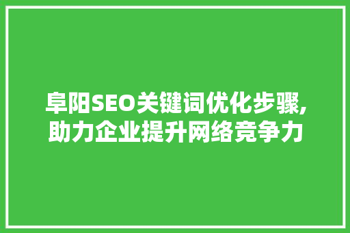 阜阳SEO关键词优化步骤,助力企业提升网络竞争力