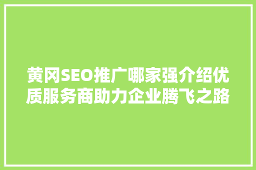 黄冈SEO推广哪家强介绍优质服务商助力企业腾飞之路
