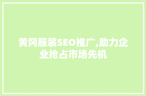 黄冈服装SEO推广,助力企业抢占市场先机