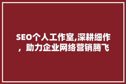 SEO个人工作室,深耕细作，助力企业网络营销腾飞