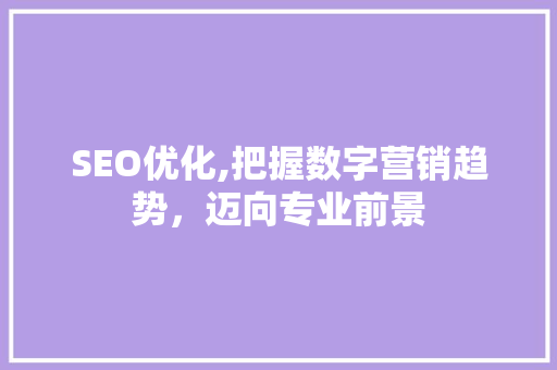 SEO优化,把握数字营销趋势，迈向专业前景