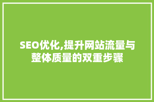 SEO优化,提升网站流量与整体质量的双重步骤