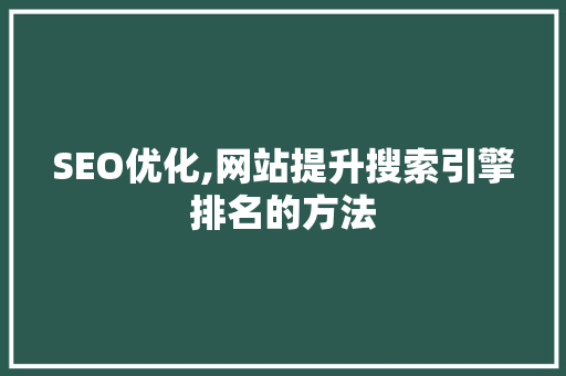 SEO优化,网站提升搜索引擎排名的方法