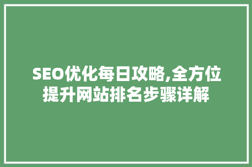 SEO优化每日攻略,全方位提升网站排名步骤详解