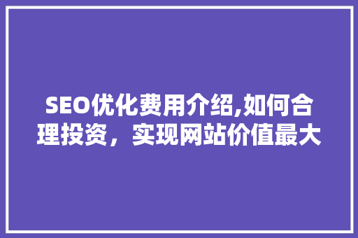 SEO优化费用介绍,如何合理投资，实现网站价值最大化
