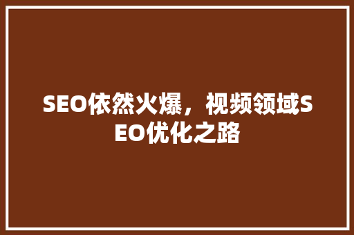 SEO依然火爆，视频领域SEO优化之路