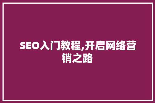 SEO入门教程,开启网络营销之路