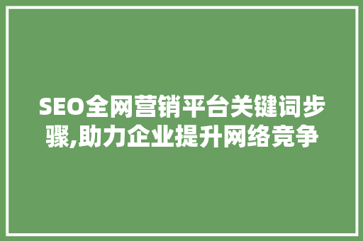 SEO全网营销平台关键词步骤,助力企业提升网络竞争力  第1张