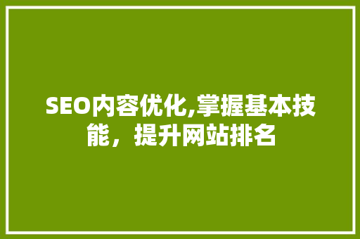 SEO内容优化,掌握基本技能，提升网站排名