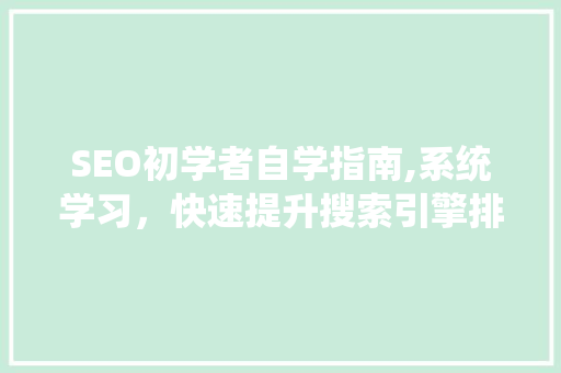 SEO初学者自学指南,系统学习，快速提升搜索引擎排名