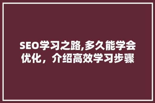 SEO学习之路,多久能学会优化，介绍高效学习步骤