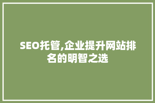 SEO托管,企业提升网站排名的明智之选