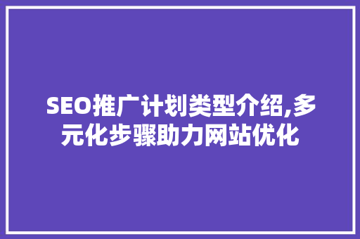SEO推广计划类型介绍,多元化步骤助力网站优化