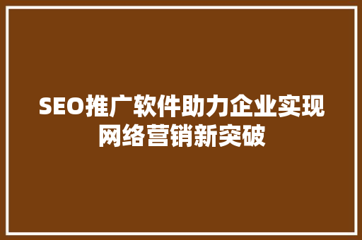 SEO推广软件助力企业实现网络营销新突破