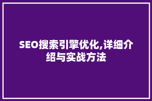 SEO搜索引擎优化,详细介绍与实战方法