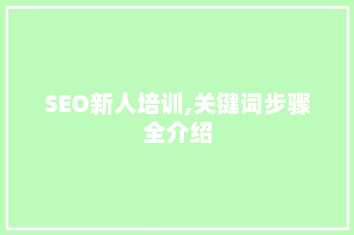 SEO新人培训,关键词步骤全介绍