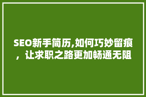 SEO新手简历,如何巧妙留痕，让求职之路更加畅通无阻