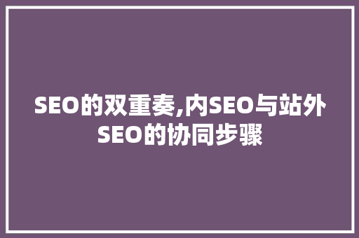 SEO的双重奏,内SEO与站外SEO的协同步骤