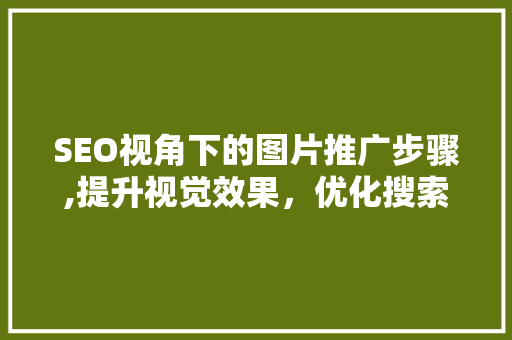 SEO视角下的图片推广步骤,提升视觉效果，优化搜索引擎排名