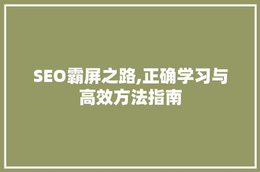 SEO霸屏之路,正确学习与高效方法指南