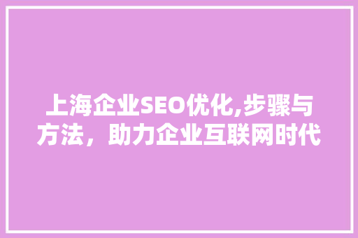上海企业SEO优化,步骤与方法，助力企业互联网时代腾飞