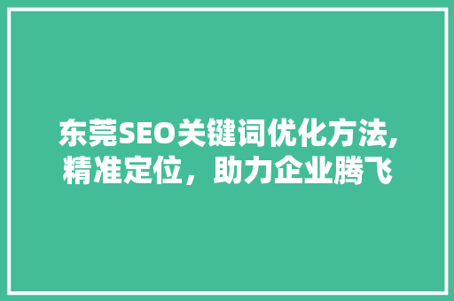 东莞SEO关键词优化方法,精准定位，助力企业腾飞