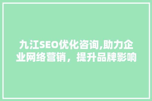 九江SEO优化咨询,助力企业网络营销，提升品牌影响力