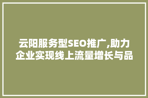 云阳服务型SEO推广,助力企业实现线上流量增长与品牌增值
