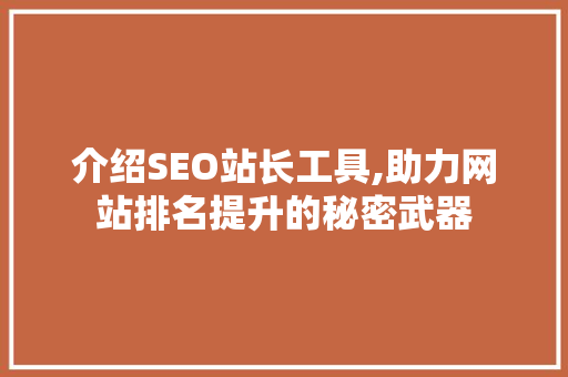介绍SEO站长工具,助力网站排名提升的秘密武器