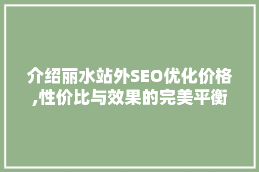 介绍丽水站外SEO优化价格,性价比与效果的完美平衡