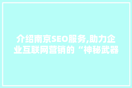 介绍南京SEO服务,助力企业互联网营销的“神秘武器”