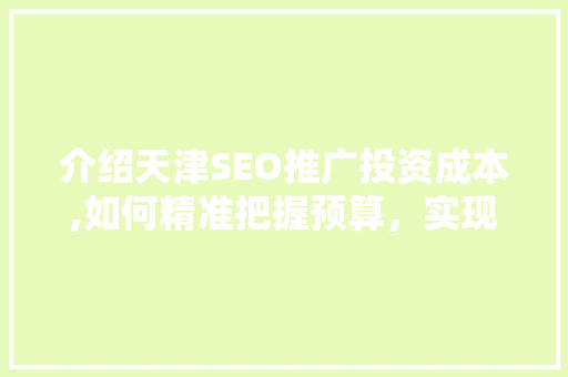 介绍天津SEO推广投资成本,如何精准把握预算，实现营销最大化效益