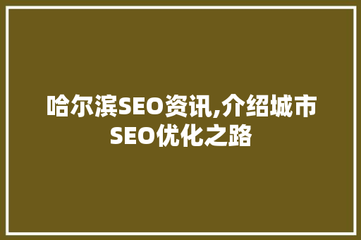哈尔滨SEO资讯,介绍城市SEO优化之路