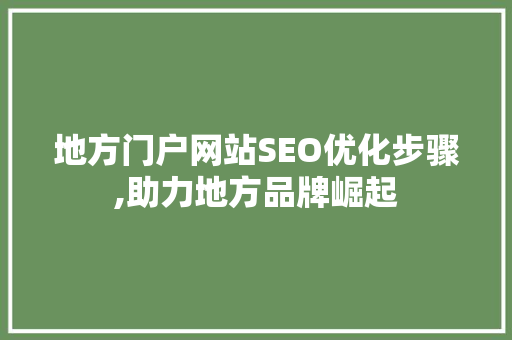 地方门户网站SEO优化步骤,助力地方品牌崛起