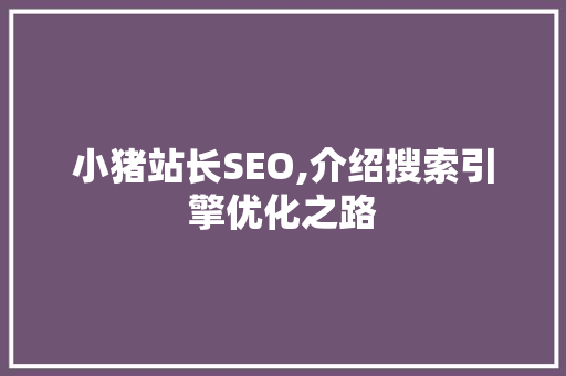 小猪站长SEO,介绍搜索引擎优化之路