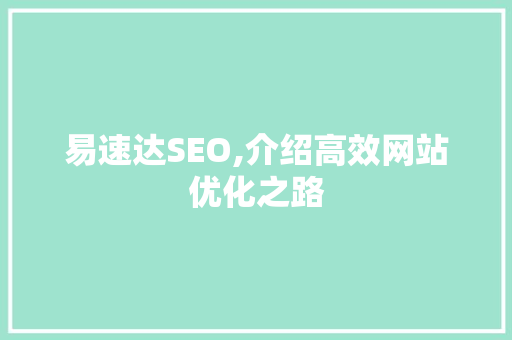 易速达SEO,介绍高效网站优化之路