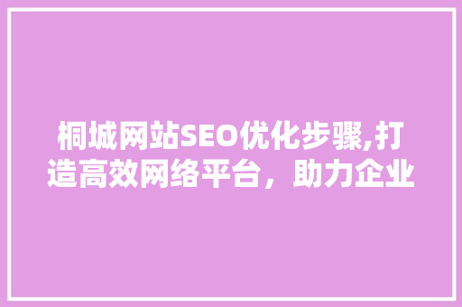 桐城网站SEO优化步骤,打造高效网络平台，助力企业腾飞