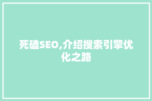 死磕SEO,介绍搜索引擎优化之路