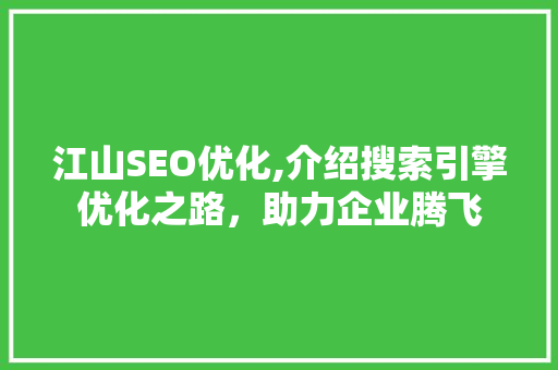 江山SEO优化,介绍搜索引擎优化之路，助力企业腾飞  第1张
